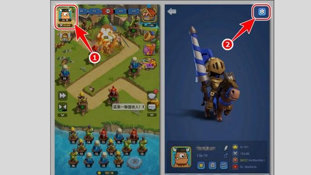 Đăng nhập tài khoản game chơi cá nhân và click vào biểu tượng avatar chọn mục cài đặt