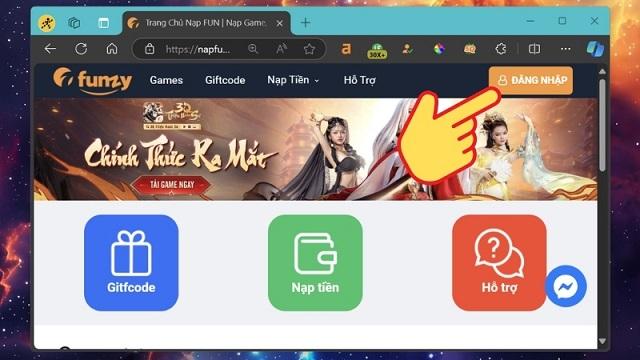 Vào website nhà phát hành game và tiến hành đăng nhập tài khoản